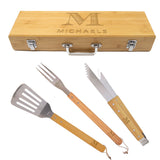 Custom Engraved Wooden Grill Set