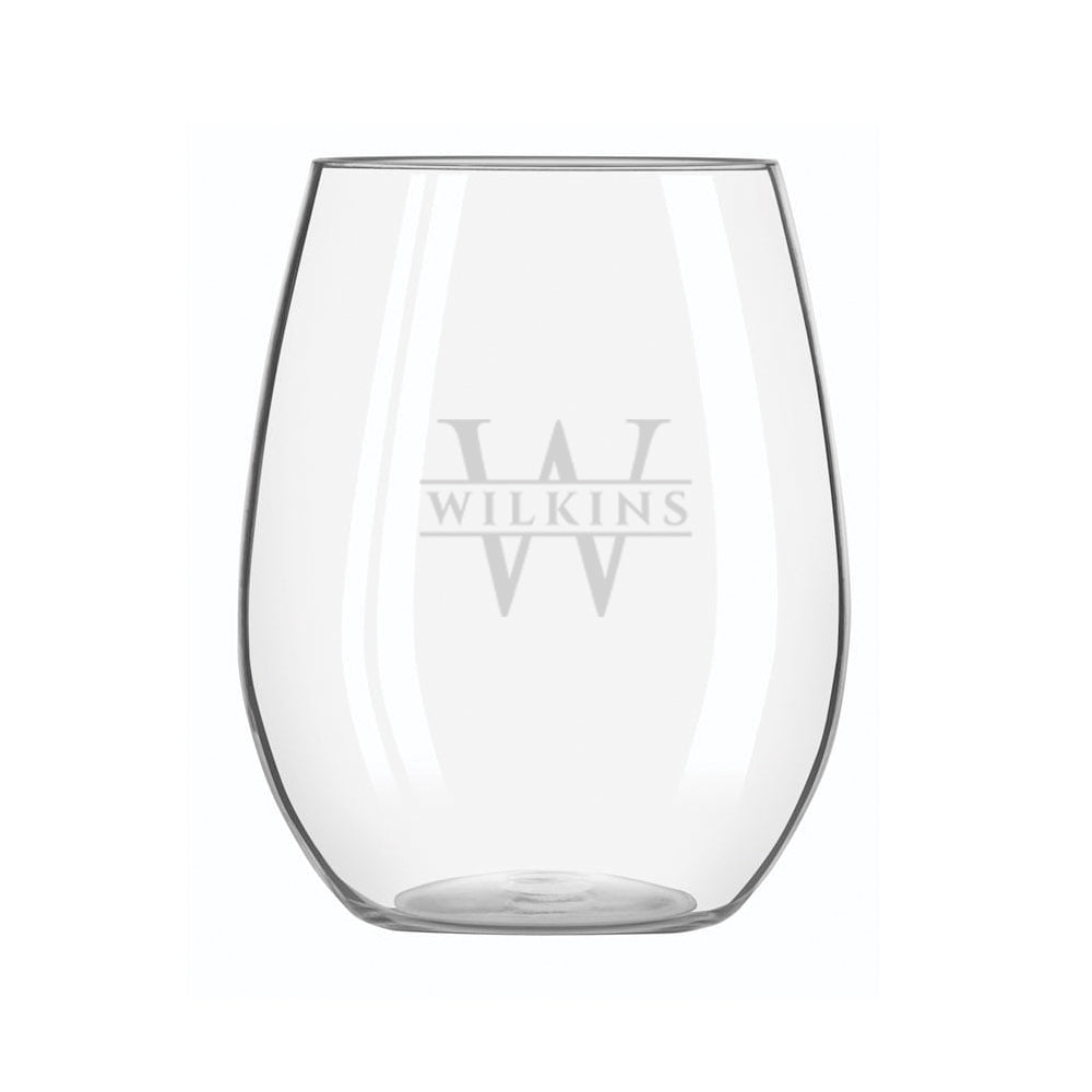 Initial Stemless Wine Glass Set