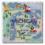 Michigan Attractions Absorbent Stone Tumbled Tile Coasters Set/4